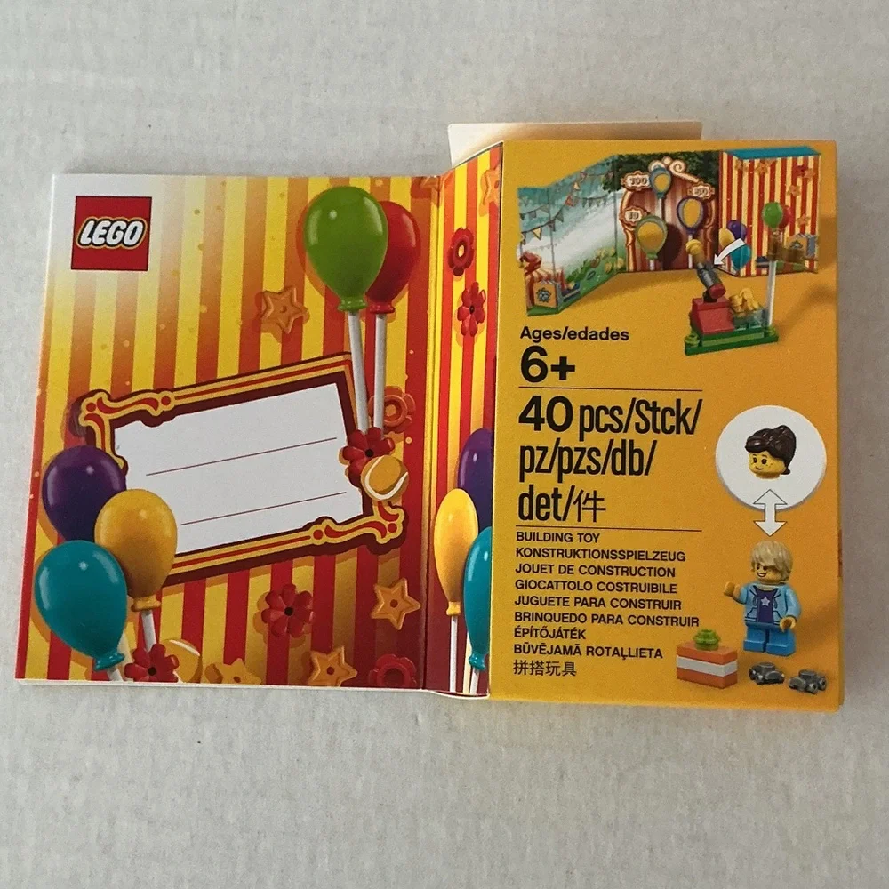 2 Lego Iconic Greeting Card Set Minifigure (Boy or Girl) Build a Carnival Game
